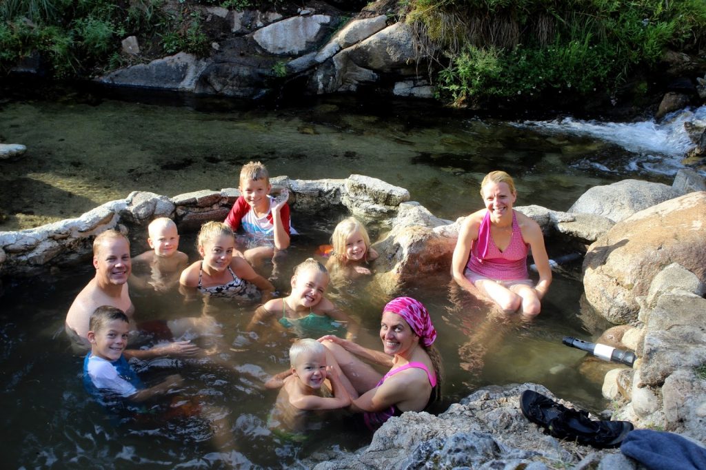 Crowded hot springs tub