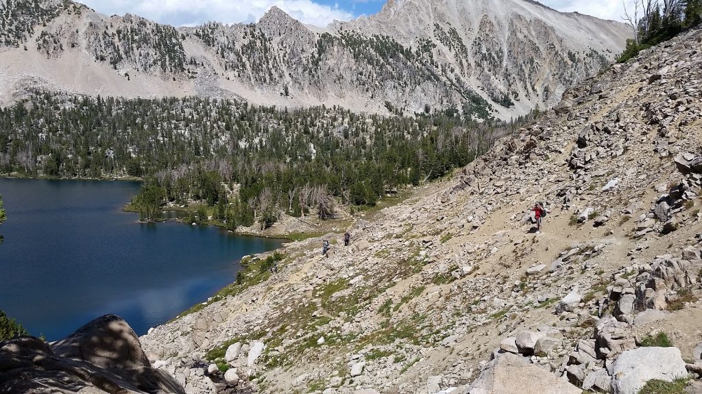 Hiking past Hummock Lake in the White Cloud Mountains